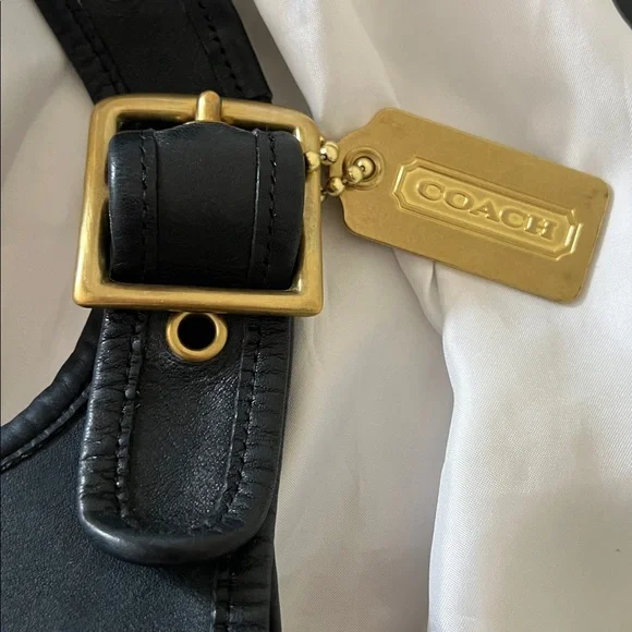 PRICE FIRM! RARE NAVY Vintage COACH Leather Crescent Saddle Bag (pre-serial no.) - Picture 3 of 16